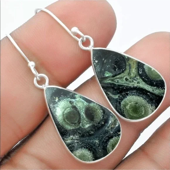 Star galaxy Jasper sterling silver earrings - Picture 2 of 5